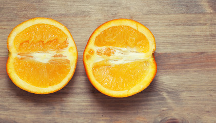 Oranges on wooden table