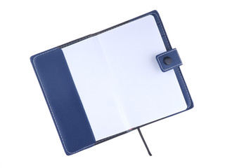 Open notebook on white background