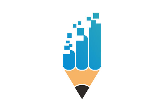 Virtual Pencil Logo Vector 