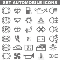 Set of automobile icons. Vector image.