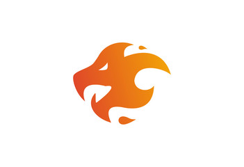 Tiger Head Fire Logo Vector