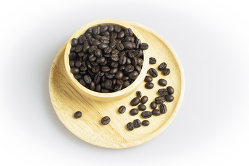 coffee bean in cup with white background