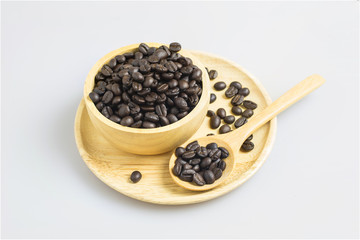 coffee bean in cup with white background