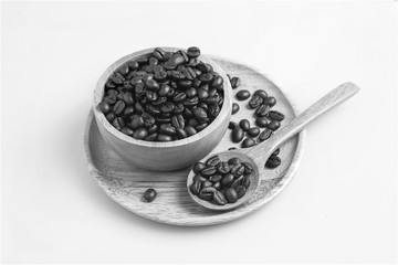 coffee bean in cup, Monochrome