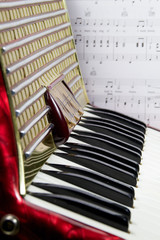 Ziehharmonika Blick über gesamte Tastatur
