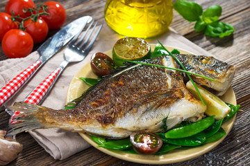 Grilled sea bream fish 