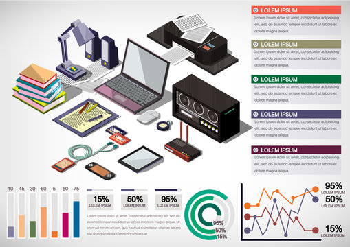 illustration of infographic education concept in isometric graphic