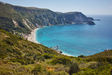 Fototapeta na wymiar Amazing Paorama of Petani Beach, Kefalonia, Ionian Islands, Greece