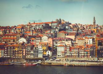 Fototapeta na wymiar Colorful Porto cityscape from Douro River.