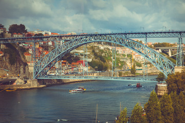 View of the bridge Luis I in Porto.