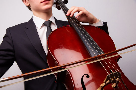 young man with a cello