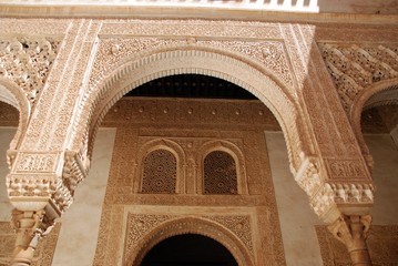 Fototapeta na wymiar Moorish architecture in the Nasrid Palace, Alhambra Palace.
