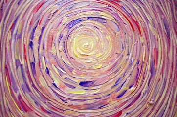Abstract painting of sun, beautiful colorful light on canvas.  Illustration of bright shining sun. Stroke painting sun.