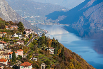 Fototapeta na wymiar Panoramic view on Monte Bre, Lugano, Switzerland
