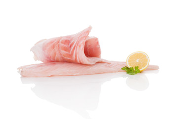 Fresh raw fish fillet isolated.