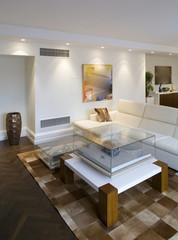 Modern guestroom interior in private house.  Studio.