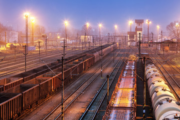 Obraz na płótnie Canvas Freight trains - Cargo transportation, Railway