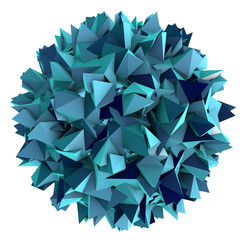 Fototapeta premium Low-polygonal model of virus. Hepatitis B virus isolated on white background. A model is built using data of viral macromolecular structure furnished by Protein Data Bank (PDB 4G93)
