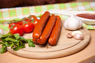 hunting sausages with vegetables