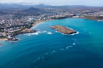 Aerial view of Praia city in Santiago - Capital of Cape Verde Is