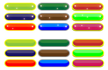 Color buttons, empty, with gloss and on a white background
