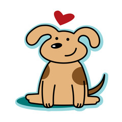 Valentine cute dog puppy love with red heart