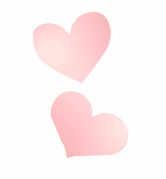 pink gradient hearts on a white background (clipping path)