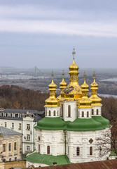 Fototapeta na wymiar Kiev, Ukraine. Pechersk Lavra Monastery and river Dniepr