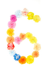 “6” Number alphabet flowers made from paper craftwork