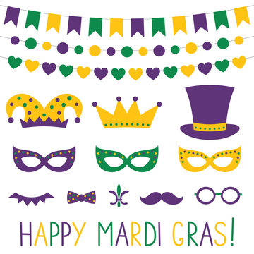 Mardi Gras decoration and photo booth props