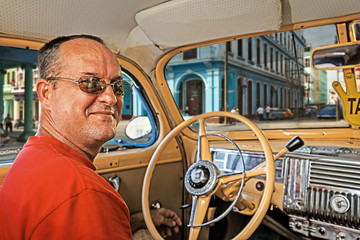 Cuba, La Habana. Vintage Car Tourist Tour