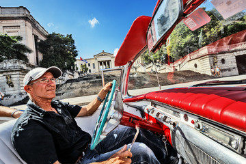 Cuba, La Habana. Vintage Car Tourist Tour