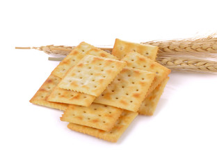 Saltine cracker  on white background