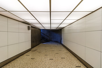 Empty subway exit tunnel