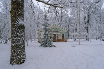 Old pavilion in winter park