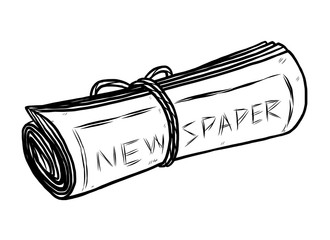 newspaper / cartoon vector and illustration, black and white, hand drawn, sketch style, isolated on white background.