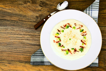 Cream of Celery, Cream of Broccoli, Parmesan and Jerked Meat