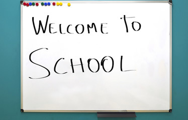 welcome to school text in modern whiteboard