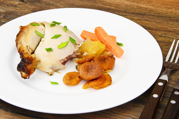 Chicken Ham, Baked with Dried Apricots, Apples and Carrots