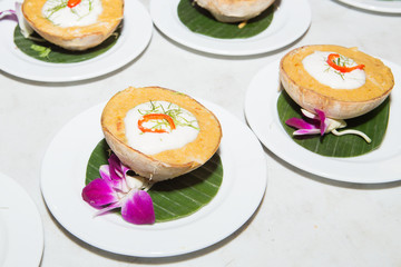 Thai food, Steam seafood with curry paste