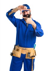 Plumber focusing with his fingers