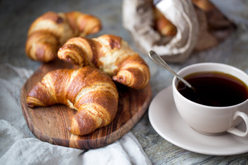 fresh croissants with jam for breakfast