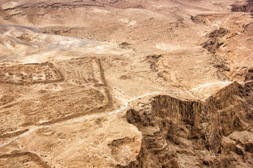 Ancient roman military camp. View from fortress Masada, Israel.