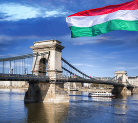 Fototapeta na wymiar Budapest with chain bridge in Hungary