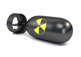 The atomic bomb with a round icon radiation, isolated on a white