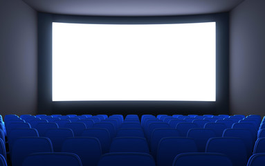 Empty cinema and white screen