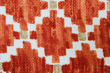 Colorful african peruvian style rug surface close up. More of th
