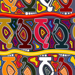 African seamless pattern with Tribal elements. Vector illustration. - obrazy, fototapety, plakaty