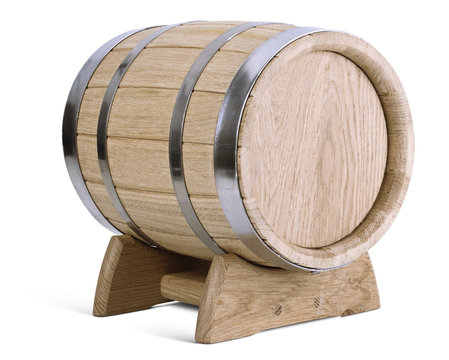 oak wooden barrel on stands