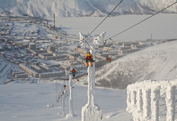Chairlift in Kirovsk, Russia